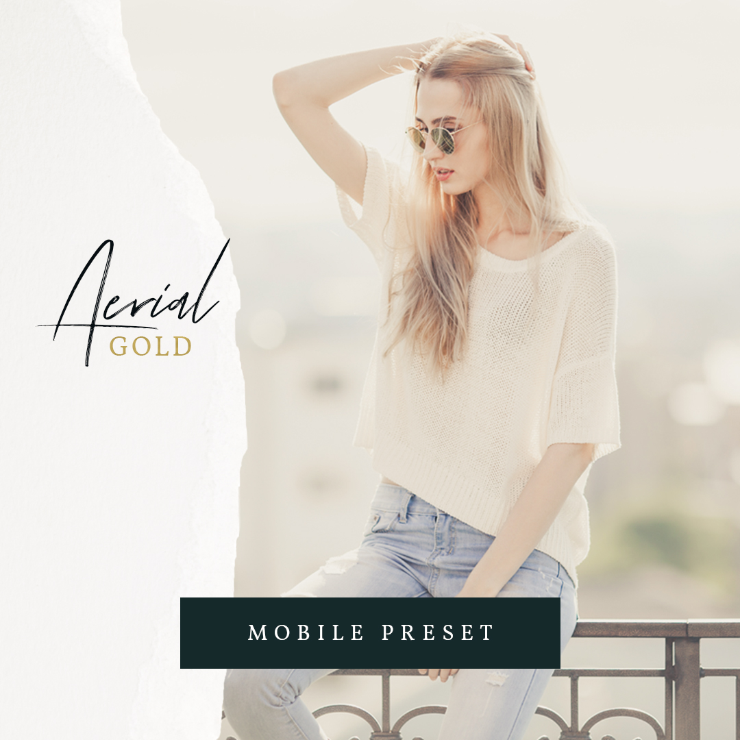 Featured image for Aerial Gold mobile preset.