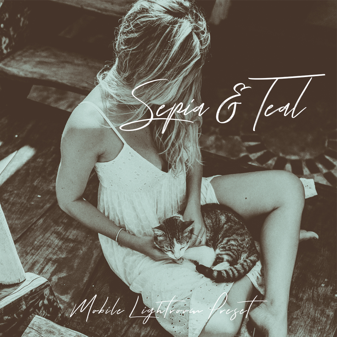 Sepia teal split tone mobile preset