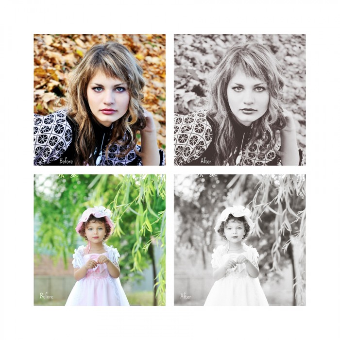 B&W Romnace Lightroom Presets Before and After