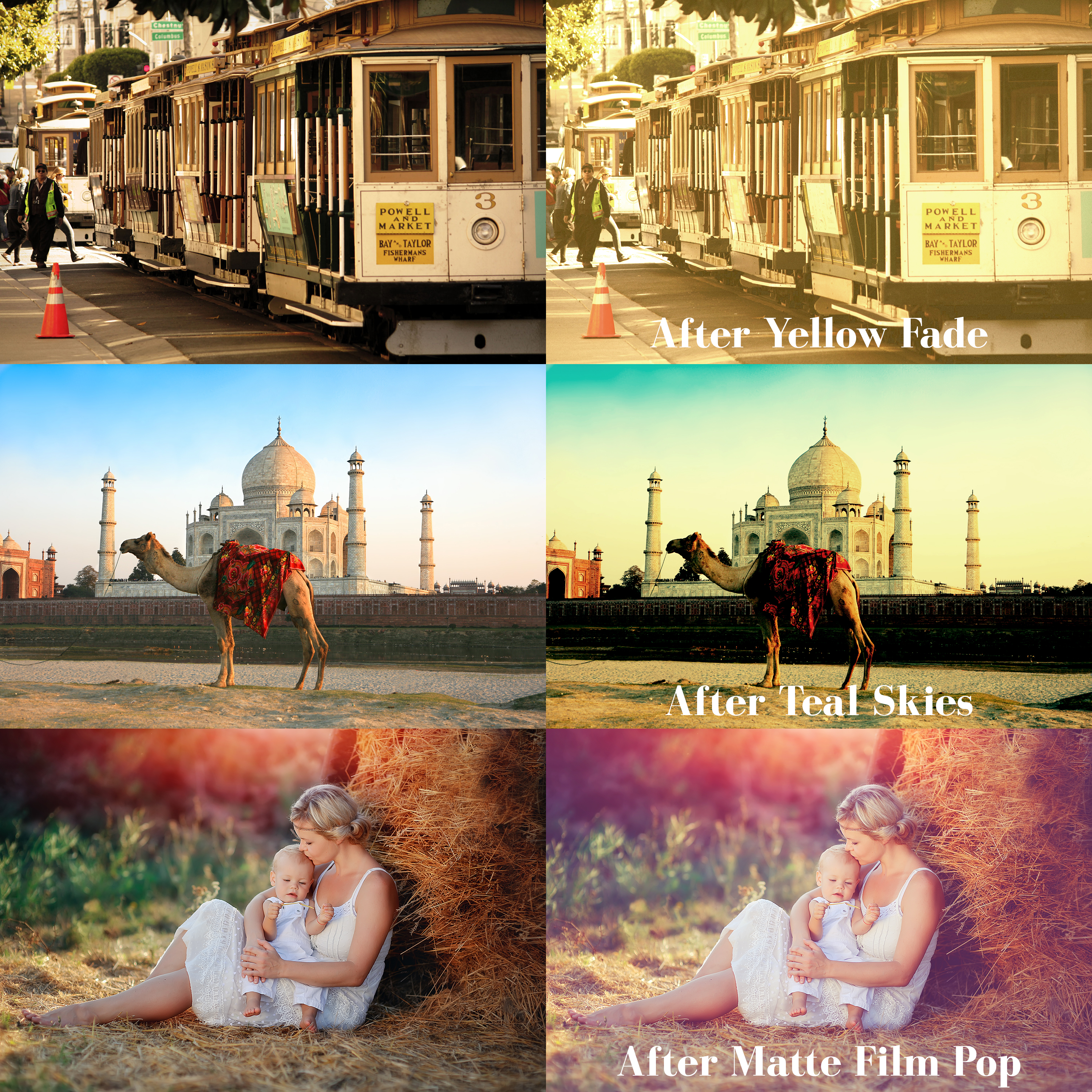 Vintage Photoshop Actions Before and After